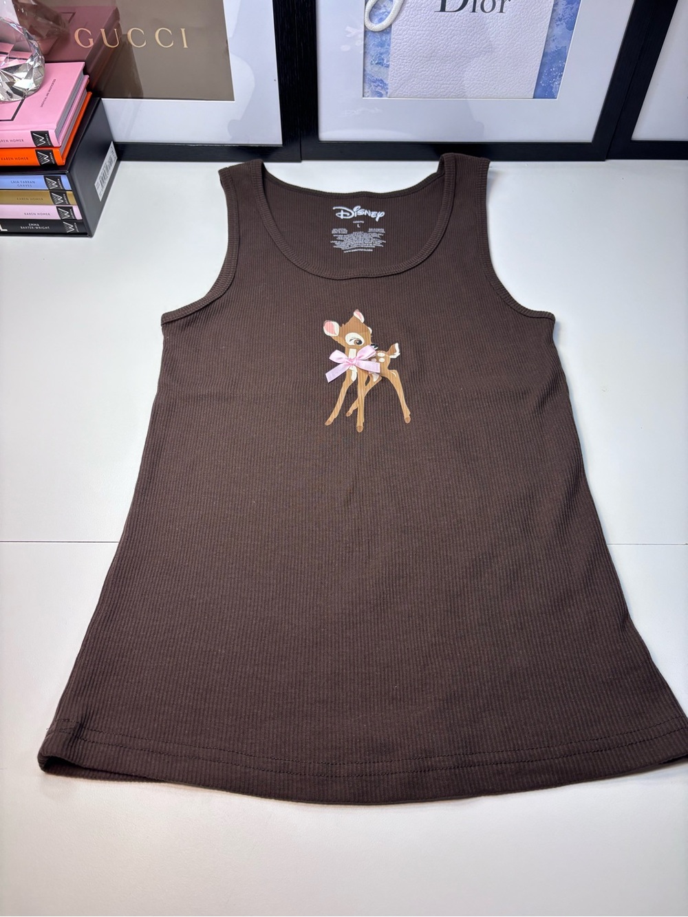 Disney Tik Tok Famous Tank with Bambi & Satin Bow Accent NWOT Jr Girl L/ Women S